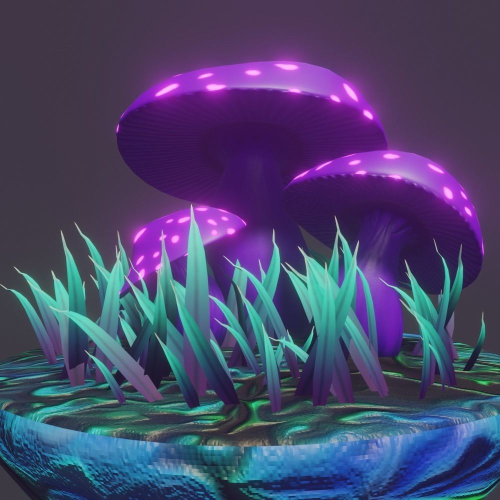 fairy mushrooms Low-poly 3D model_3