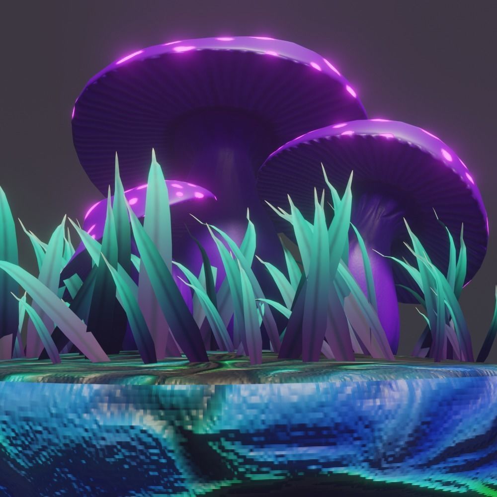 fairy mushrooms Low-poly 3D model_6