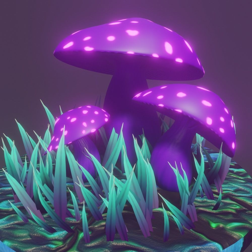 fairy mushrooms Low-poly 3D model_5