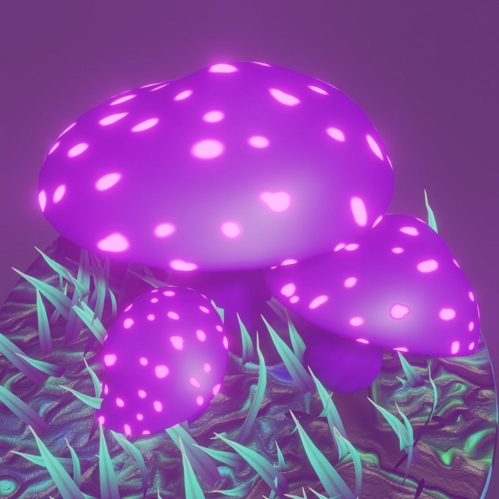 fairy mushrooms Low-poly 3D model_7