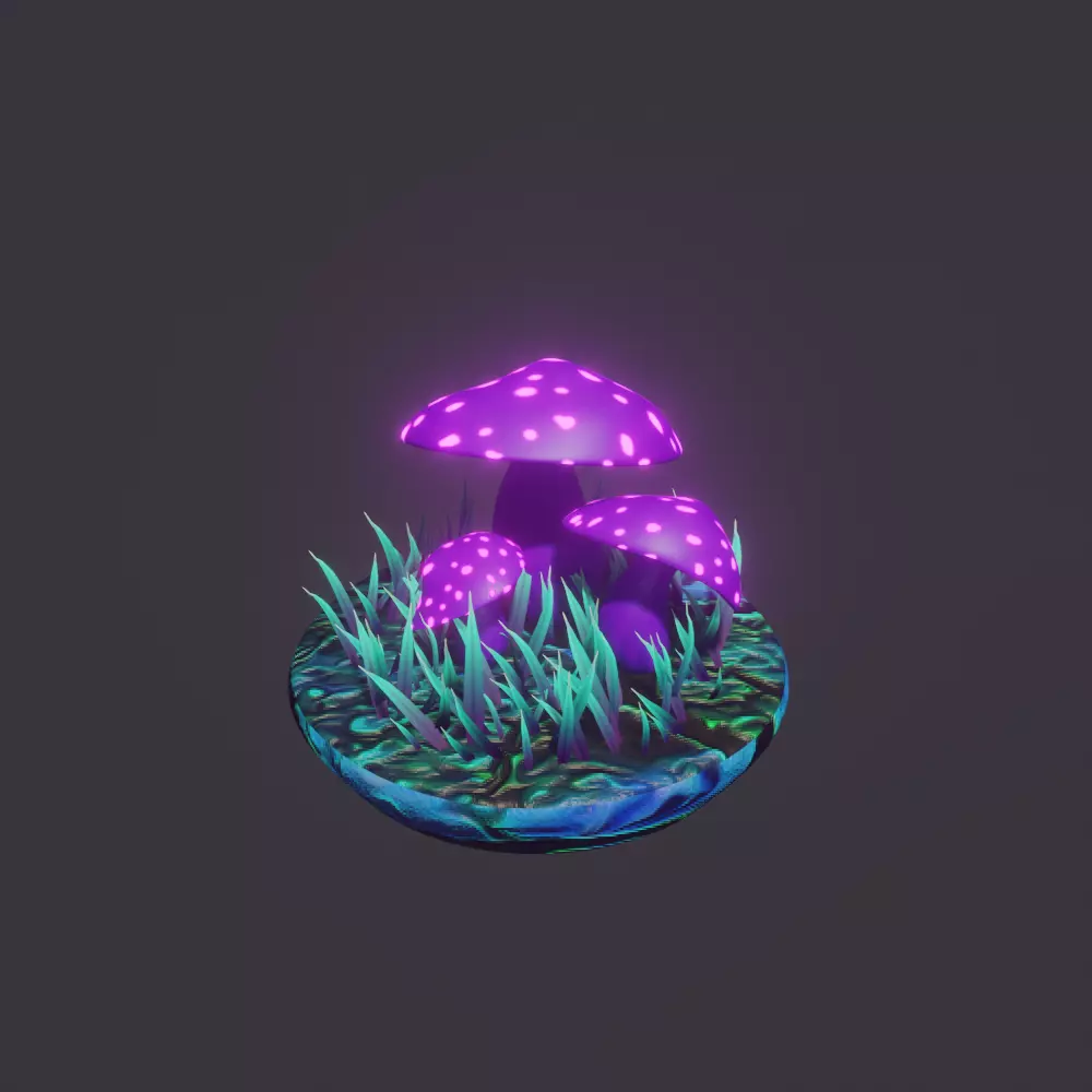 fairy mushrooms Low-poly 3D model_0