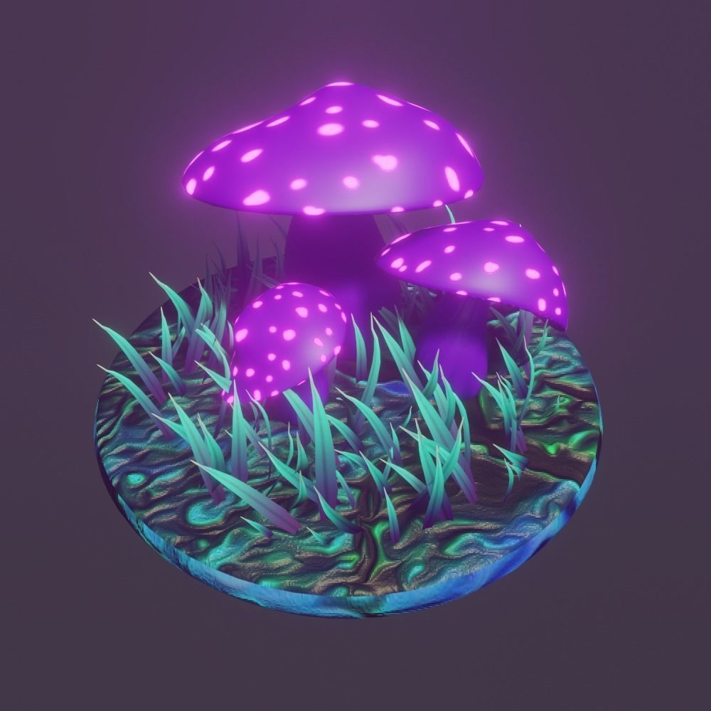 fairy mushrooms Low-poly 3D model_4