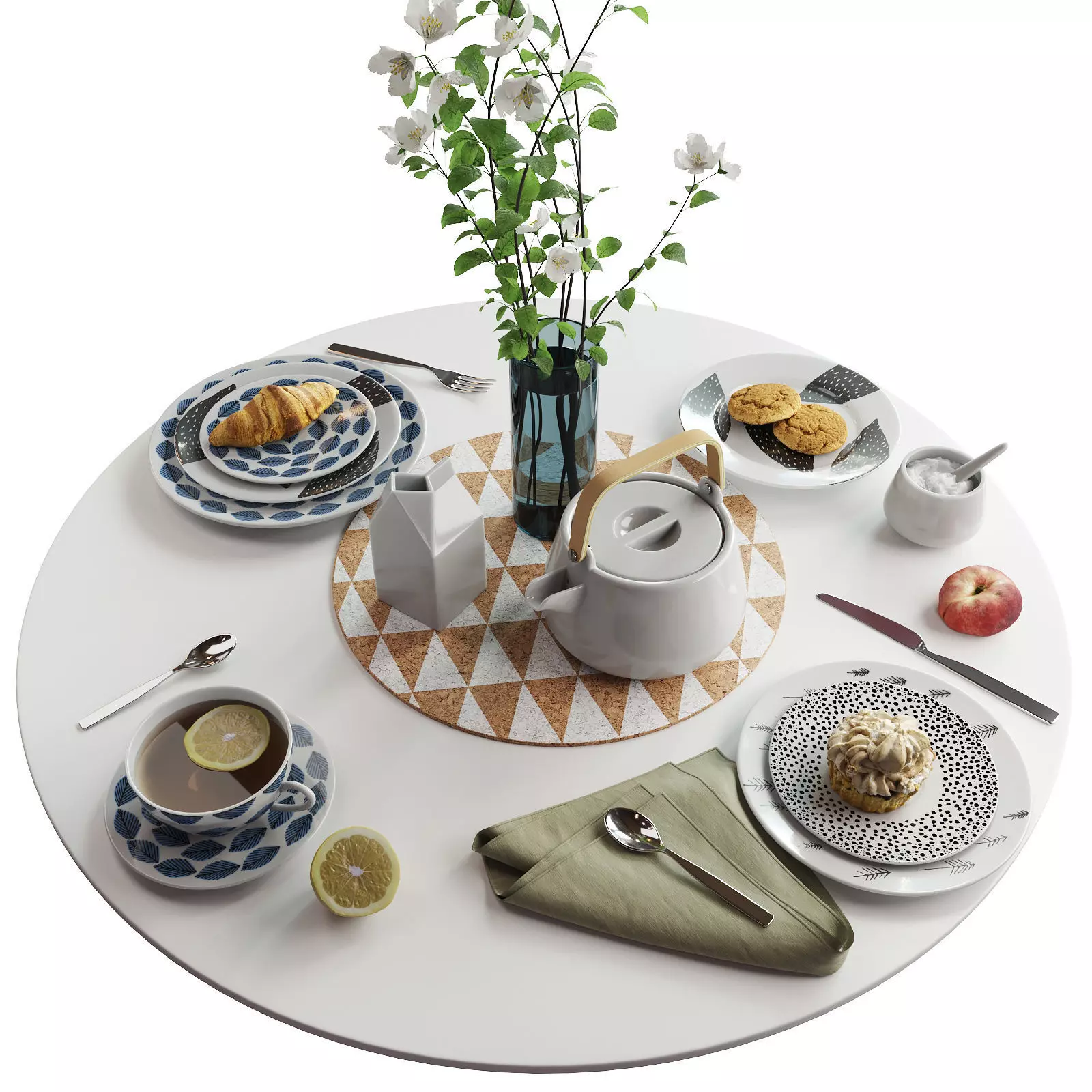 Scandinavian tableware set 3D model_0