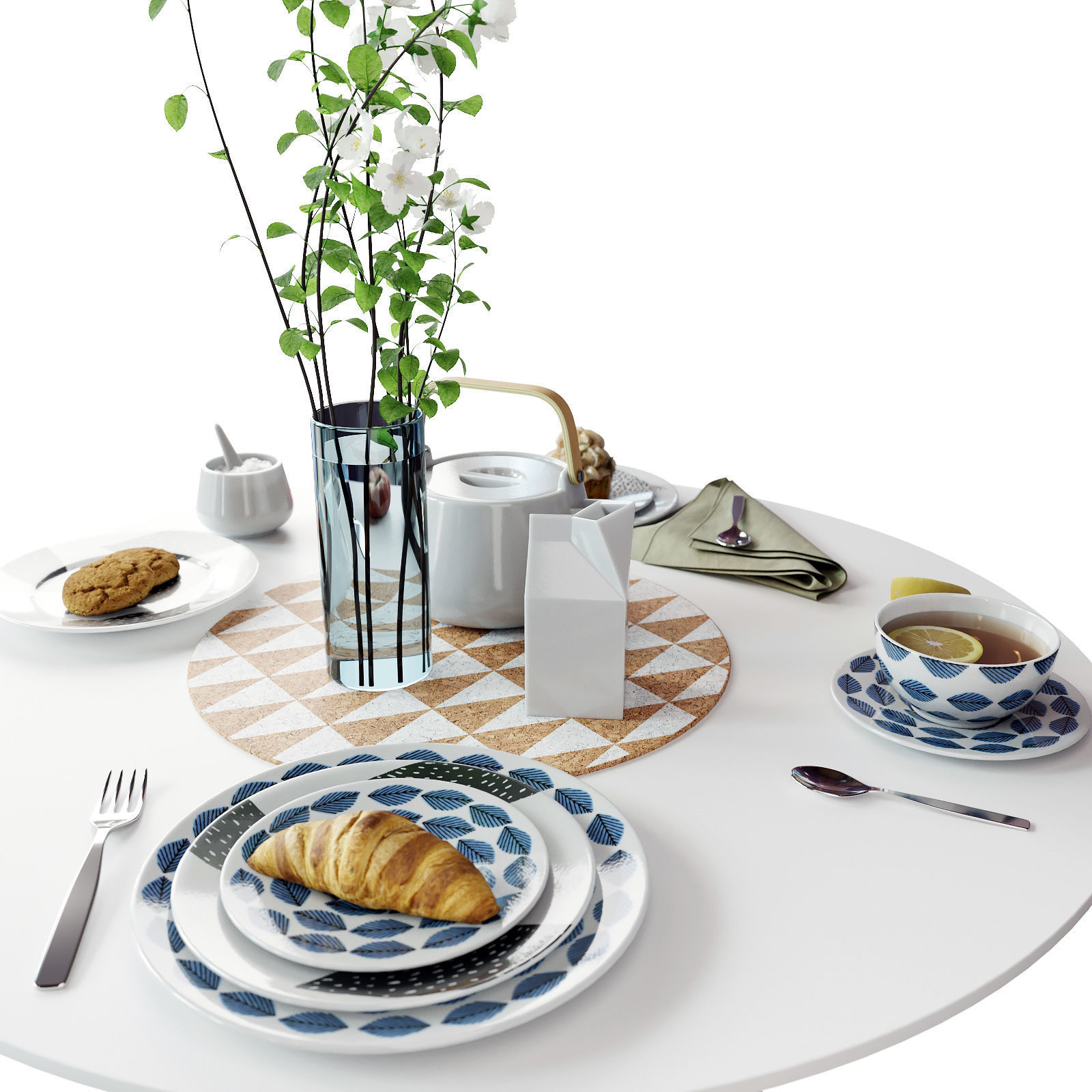 Scandinavian tableware set 3D model_2