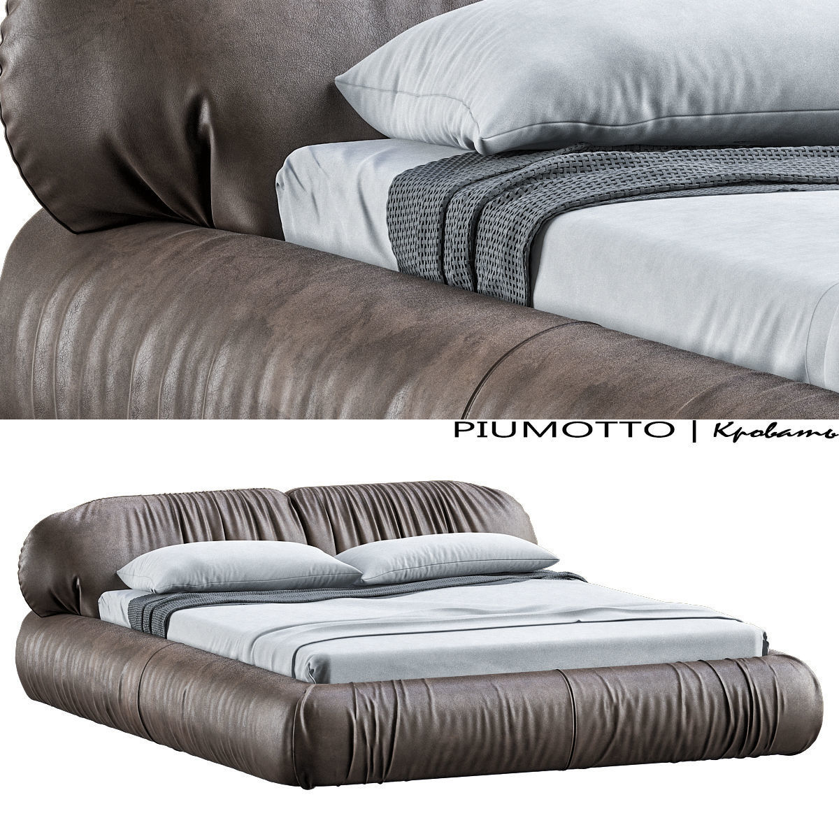 PIUMOTTO bed made out of leather 3D model_1