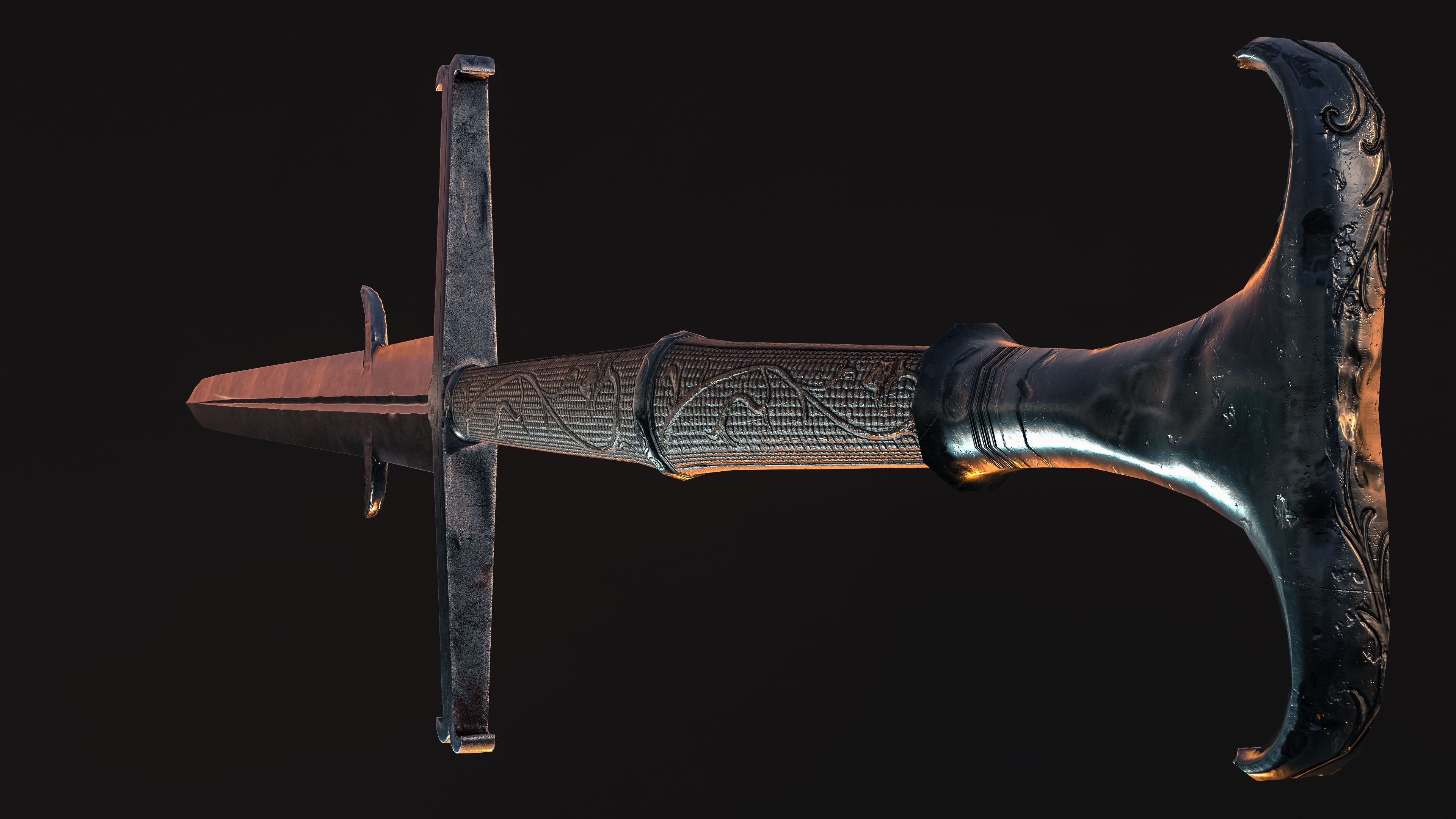Fantasy Longsword Low-poly 3D model_4