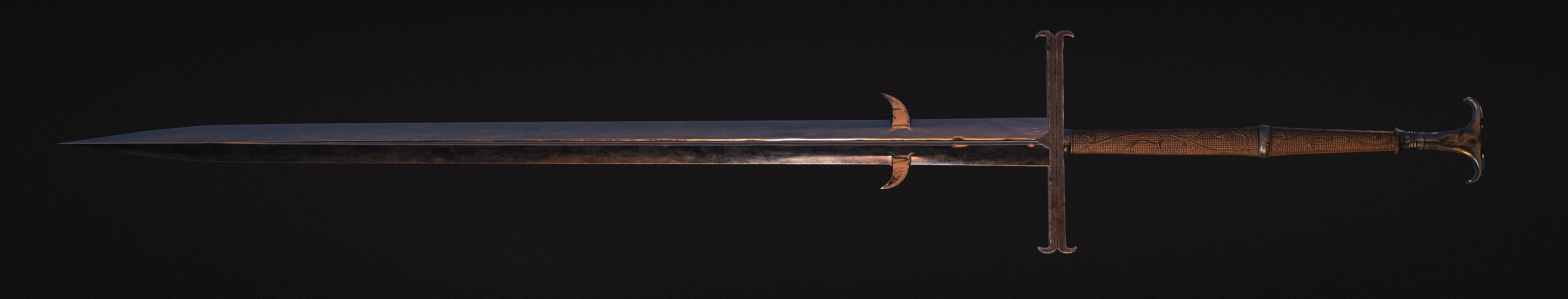 Fantasy Longsword Low-poly 3D model_2
