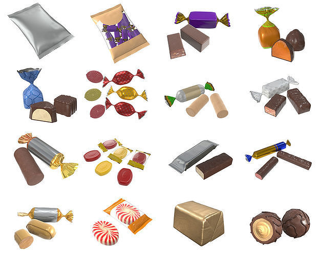 candy wraps packaged packaging  3D Model Collection