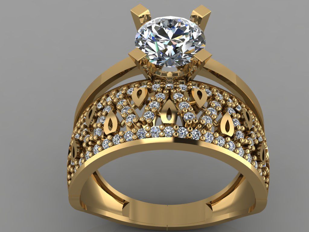 GC GOLD TW042- Diamond ring  3D print model_1