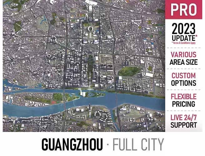 Guangzhou - 3D City Model Low-poly 3D model