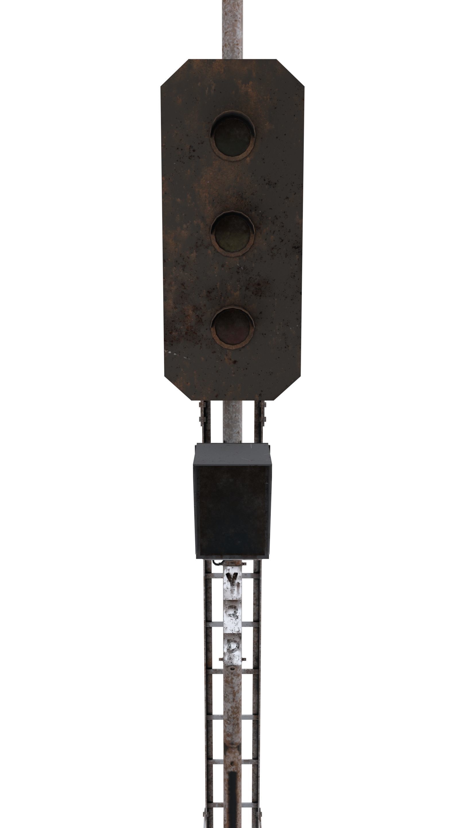 Train Traffic Light Weathered 6 3D model_7