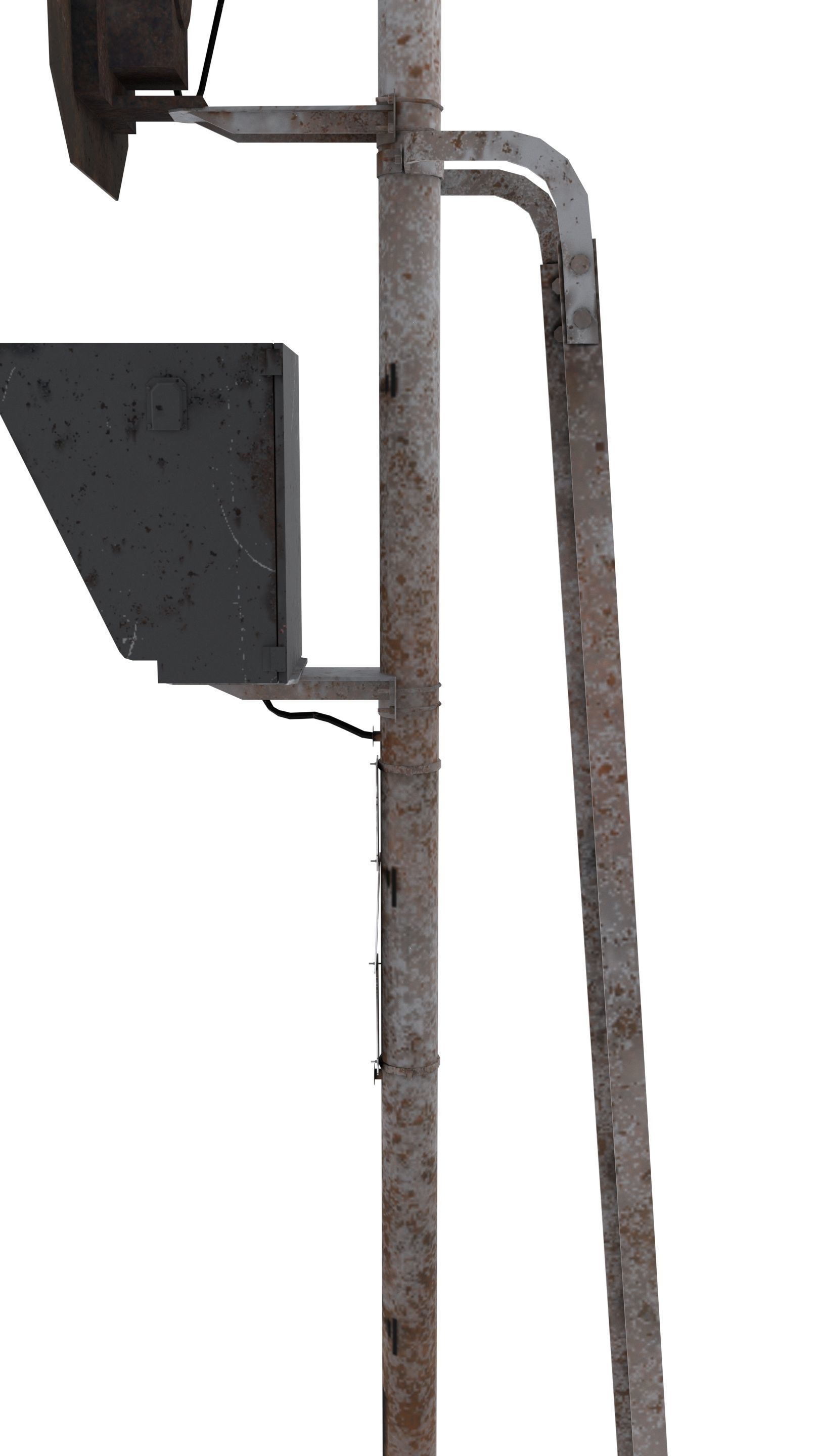 Train Traffic Light Weathered 6 3D model_4