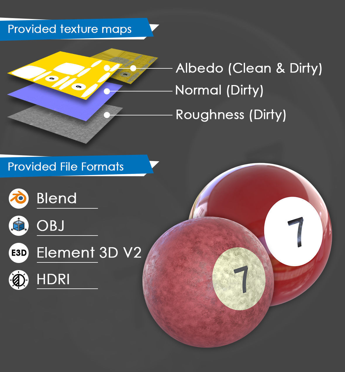 Billiard balls Low-poly 3D model_4