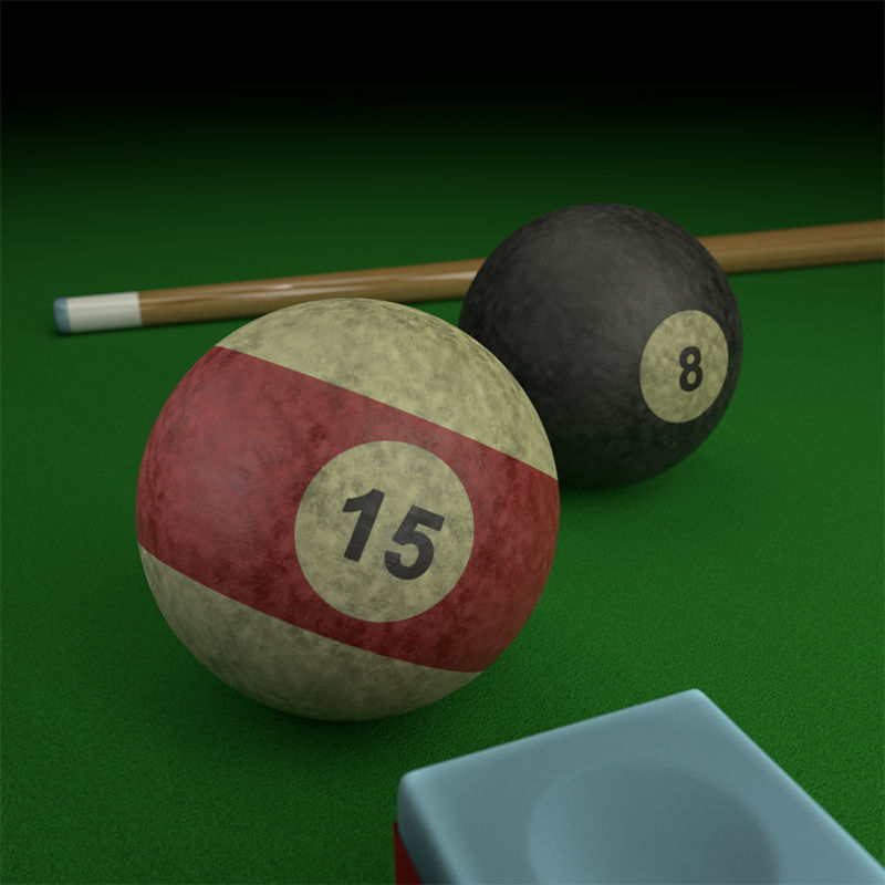 Billiard balls Low-poly 3D model_2