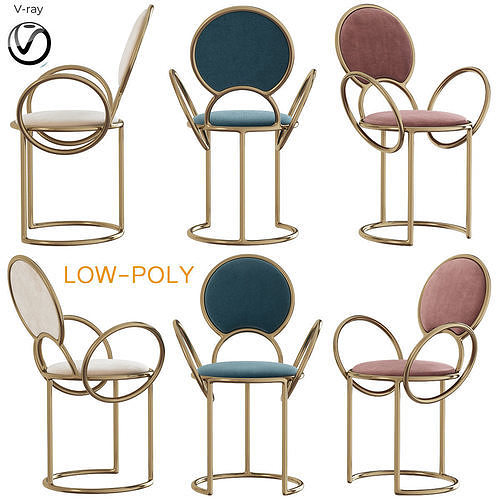 Chair 10 pieces 3d model Low-poly 3D model 5
