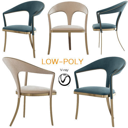 Chair 10 pieces 3d model Low-poly 3D model 3