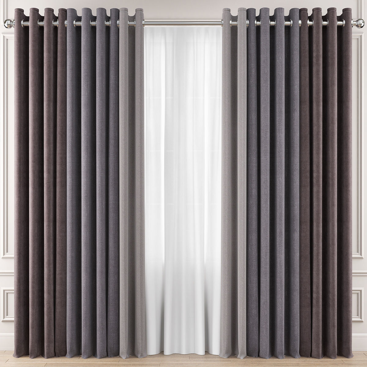 Curtains 10 pieces 3d model Low-poly 3D model_12
