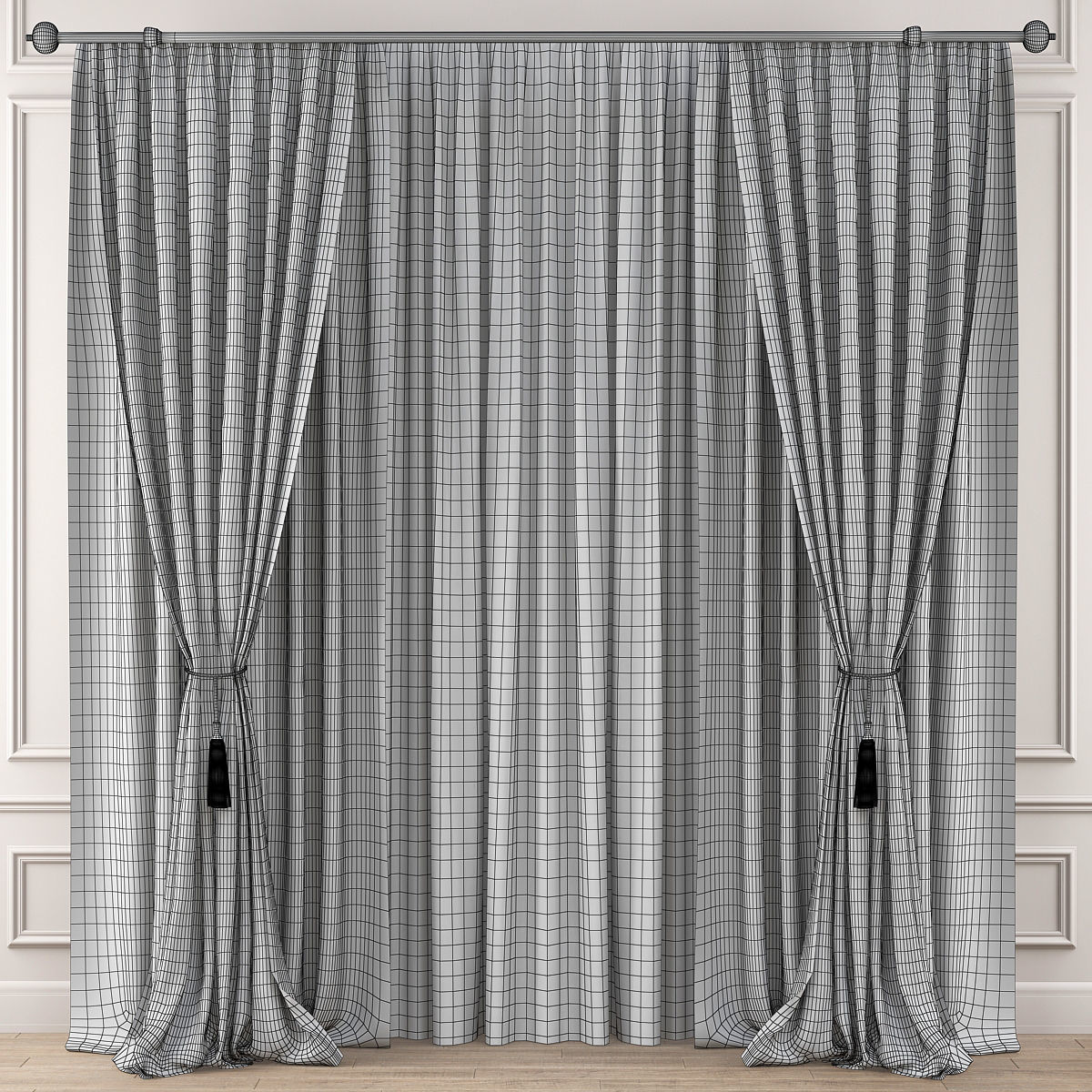 Curtains 10 pieces 3d model Low-poly 3D model_3