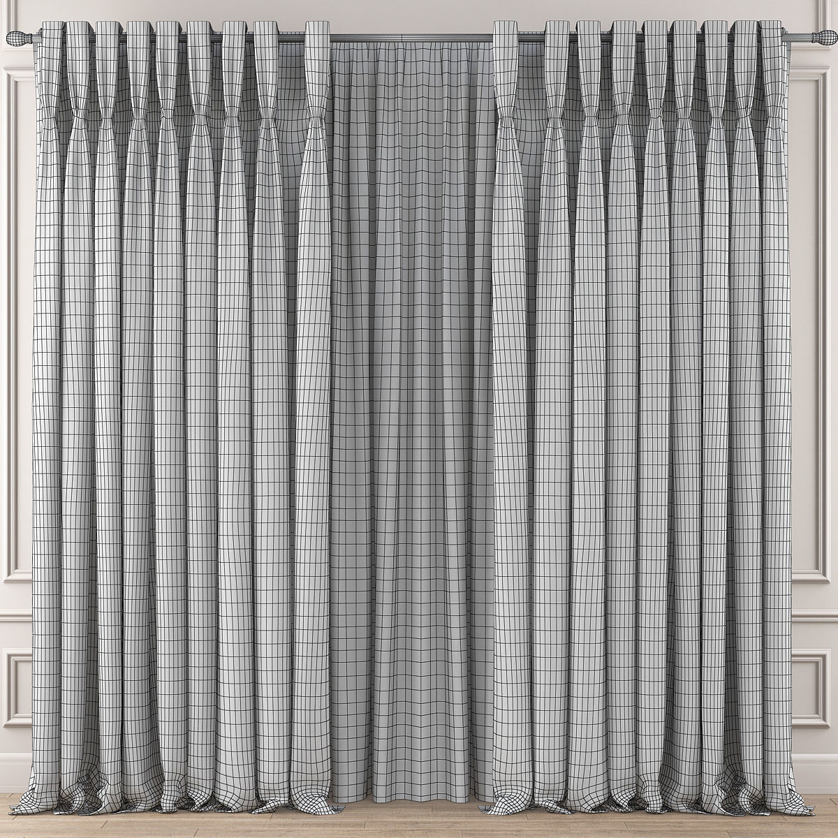 Curtains 10 pieces 3d model Low-poly 3D model_10
