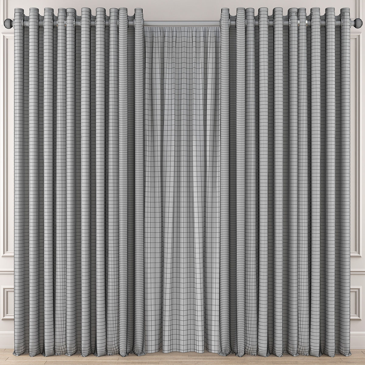 Curtains 10 pieces 3d model Low-poly 3D model_11