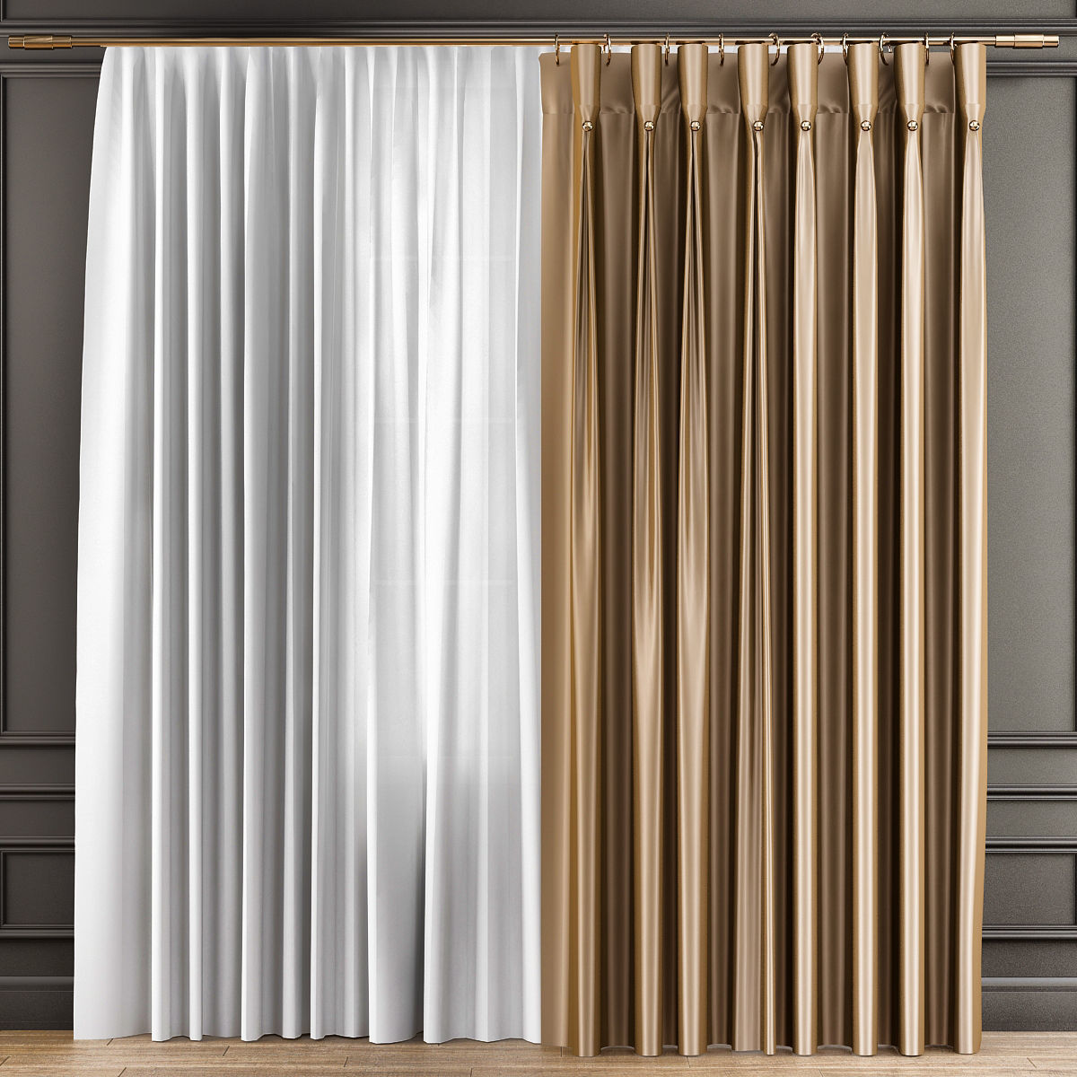 Curtains 10 pieces 3d model Low-poly 3D model_17