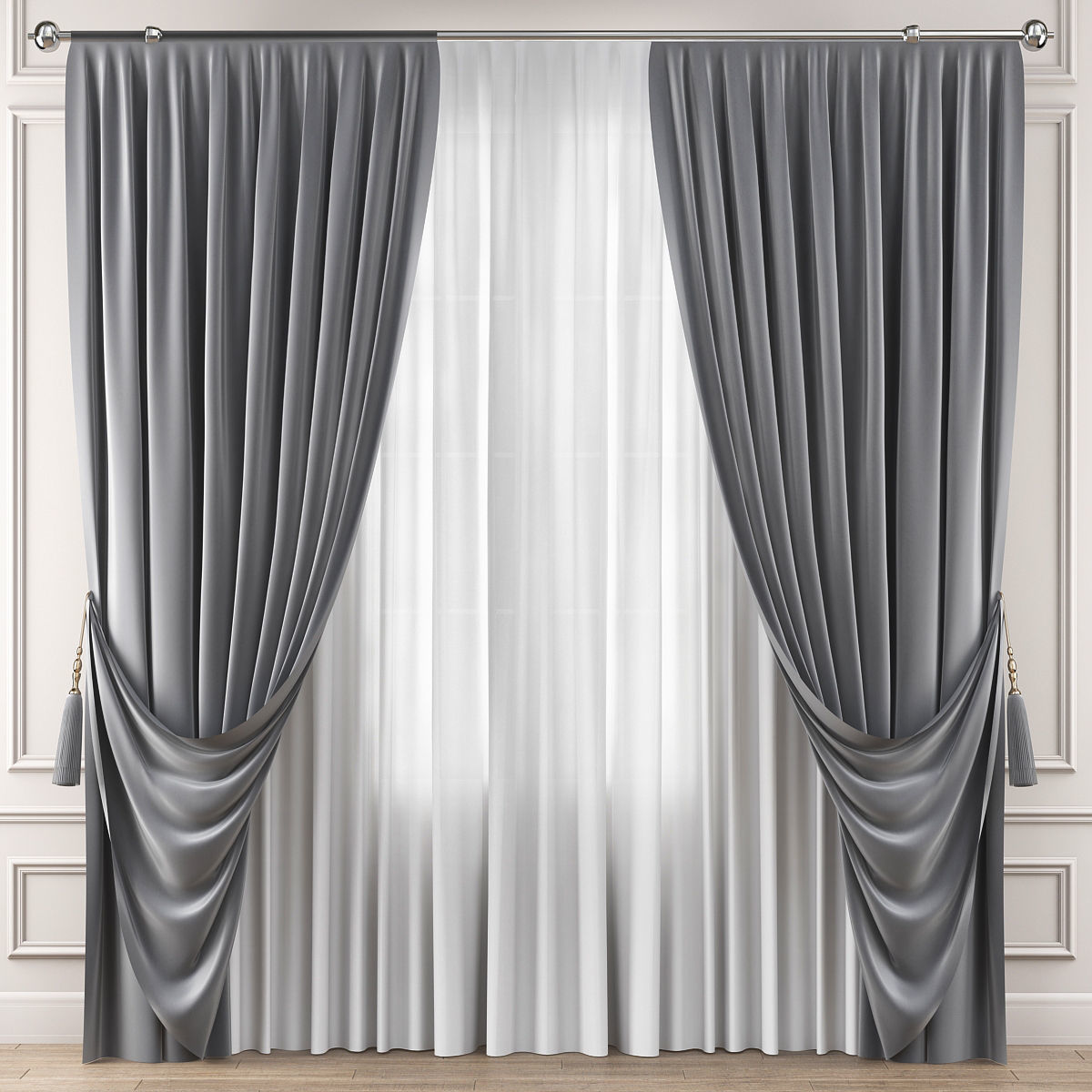 Curtains 10 pieces 3d model Low-poly 3D model_1