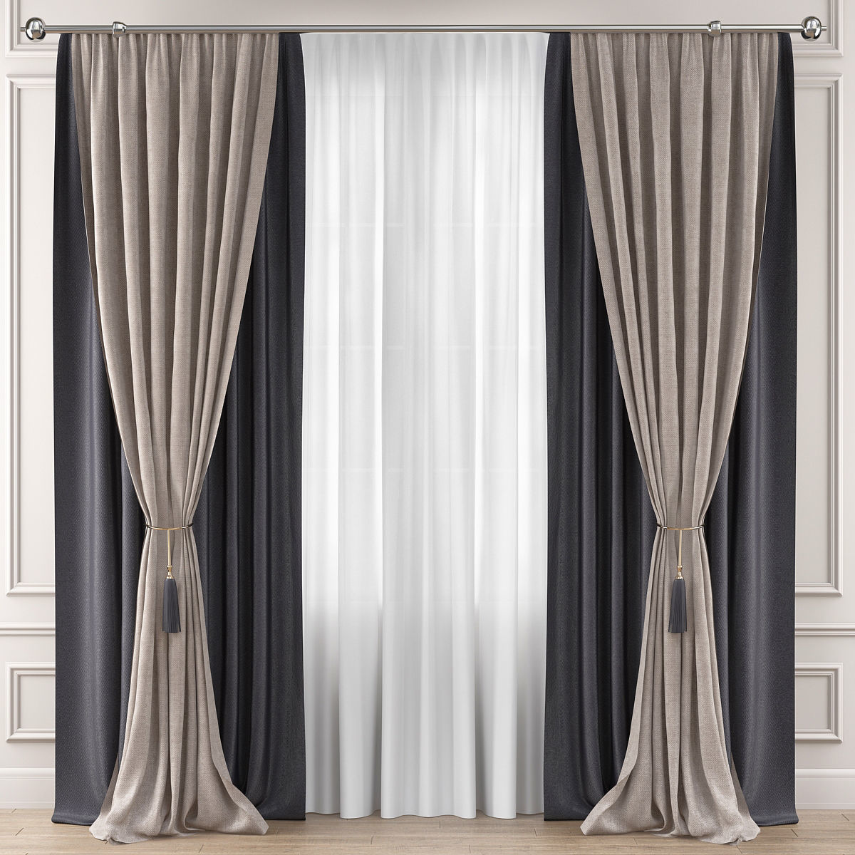 Curtains 10 pieces 3d model Low-poly 3D model_4