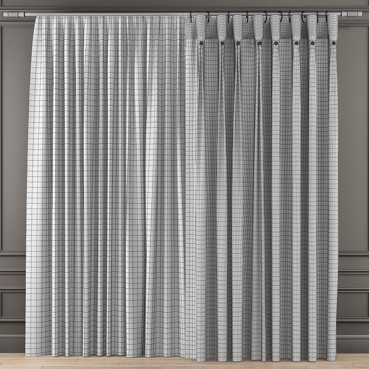 Curtains 10 pieces 3d model Low-poly 3D model_18