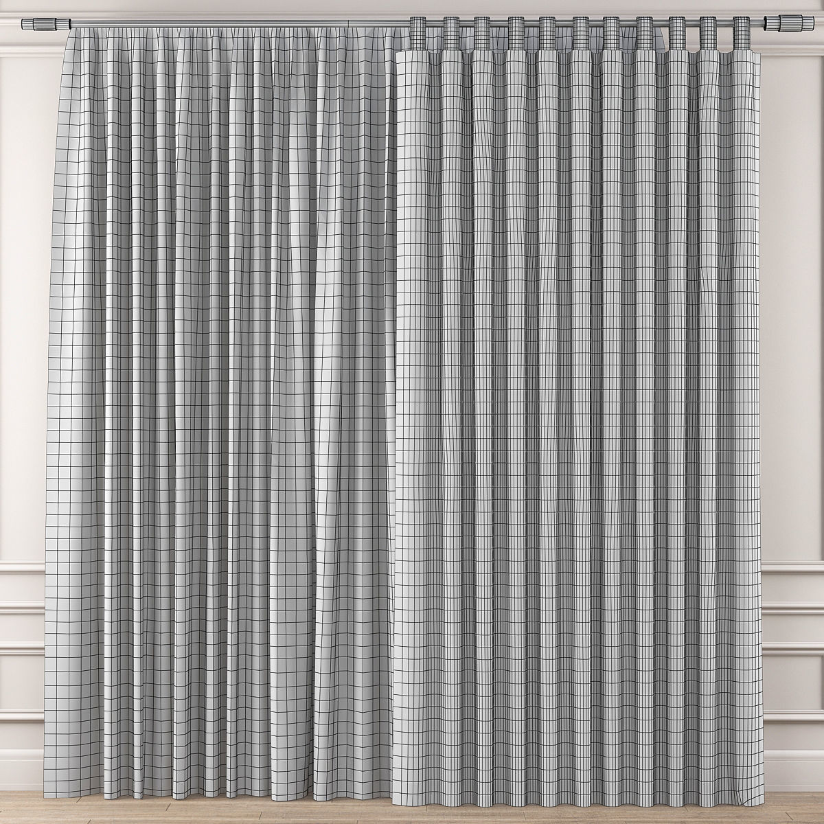 Curtains 10 pieces 3d model Low-poly 3D model_19