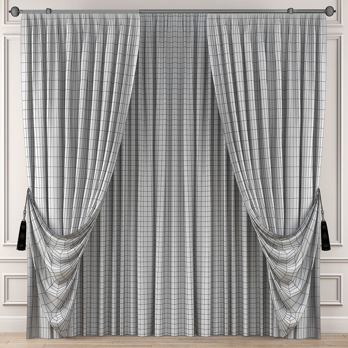 Curtains 10 pieces 3d model Low-poly 3D model_2