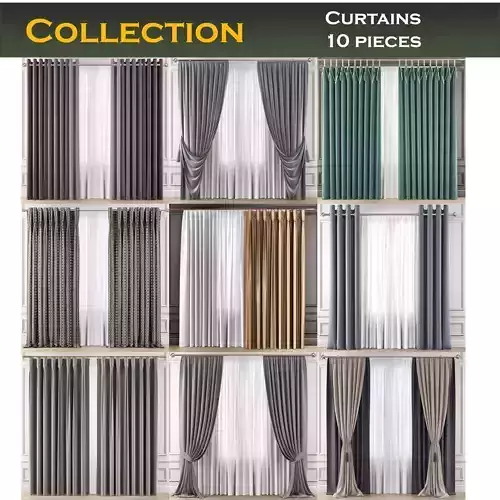 Curtains 10 pieces 3d model