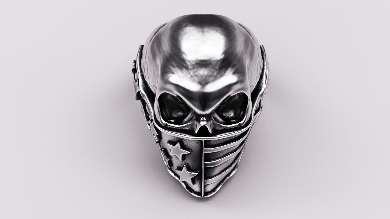Skull ring American 3D print model_7