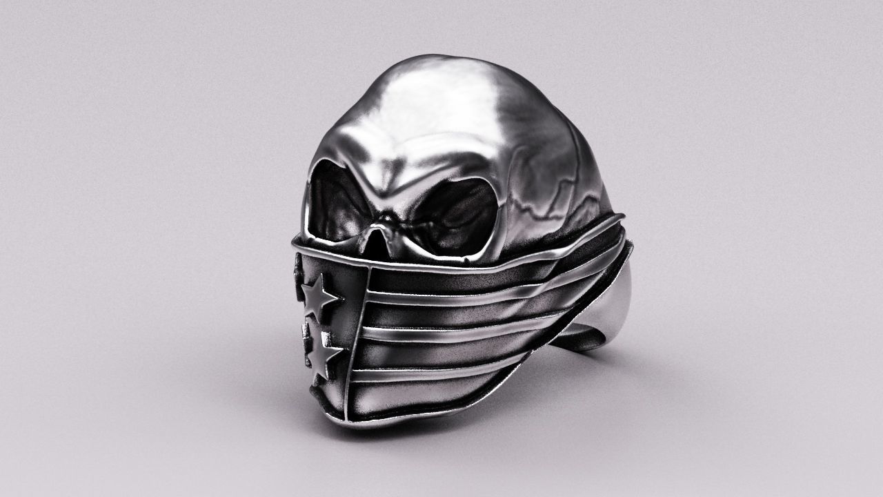 Skull ring American 3D print model_5