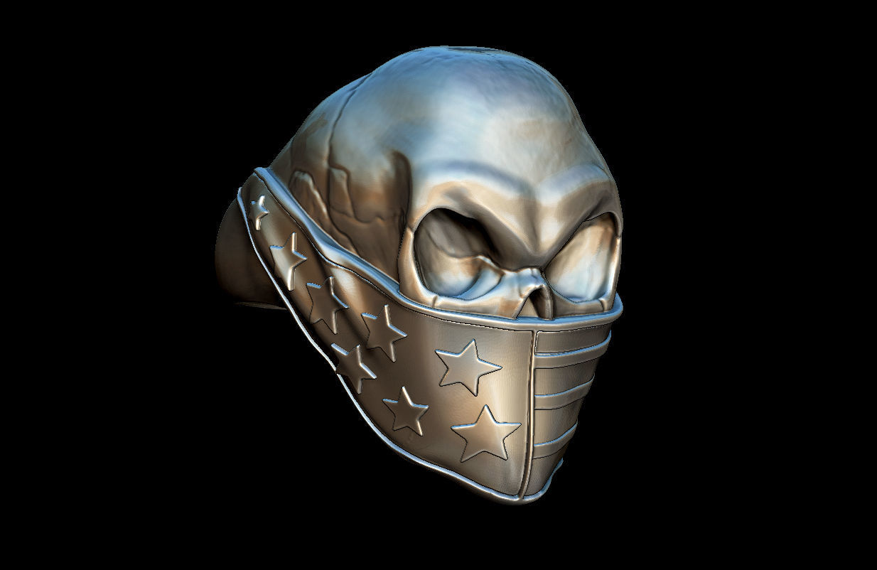 Skull ring American 3D print model_10