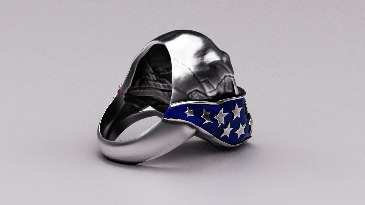 Skull ring American 3D print model_8