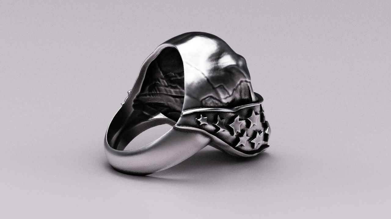 Skull ring American 3D print model_9