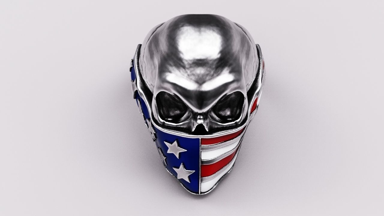 Skull ring American 3D print model_6