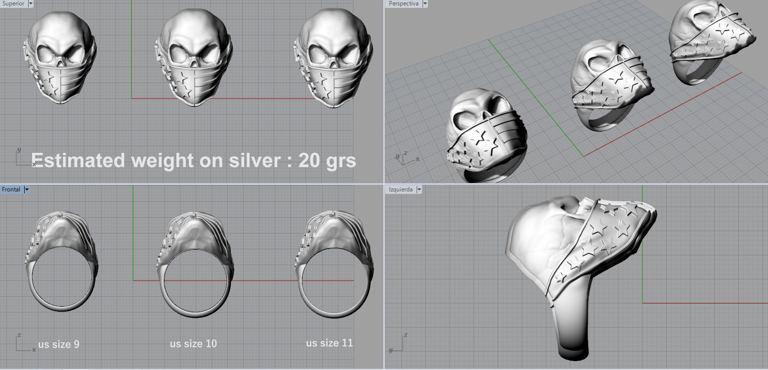 Skull ring American 3D print model_11