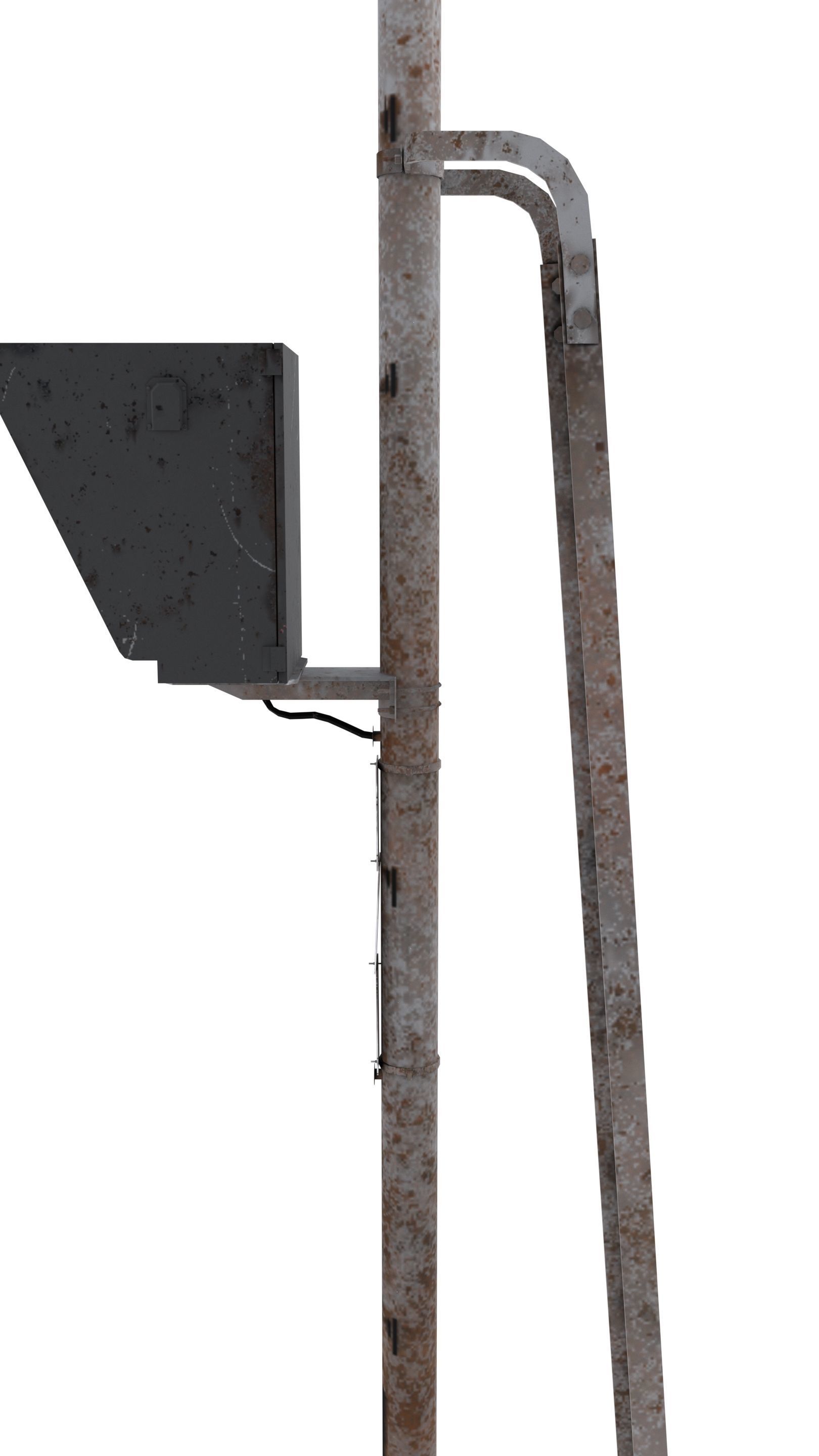 Train Traffic Light Weathered 10 3D model_4