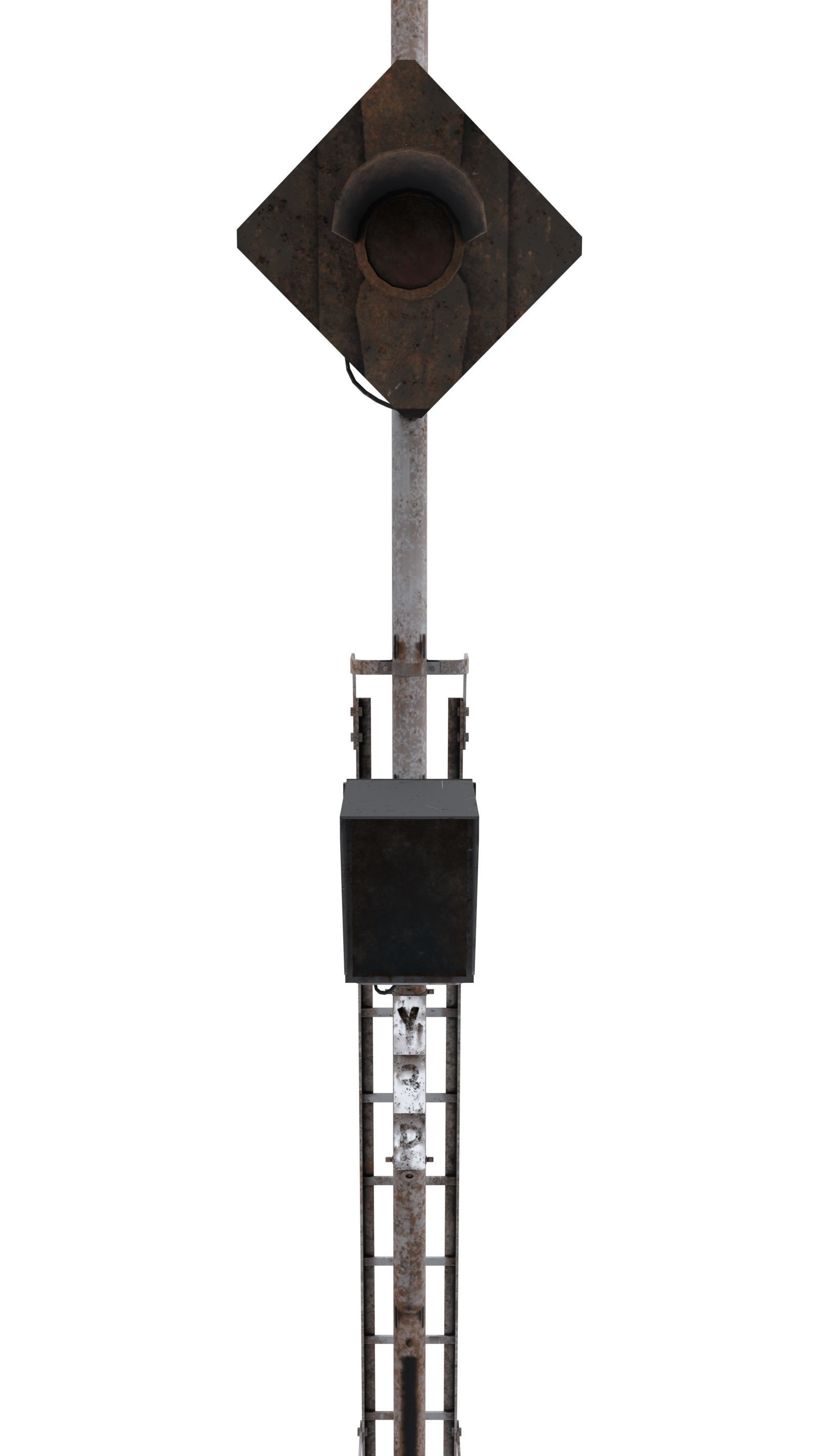 Train Traffic Light Weathered 10 3D model_7