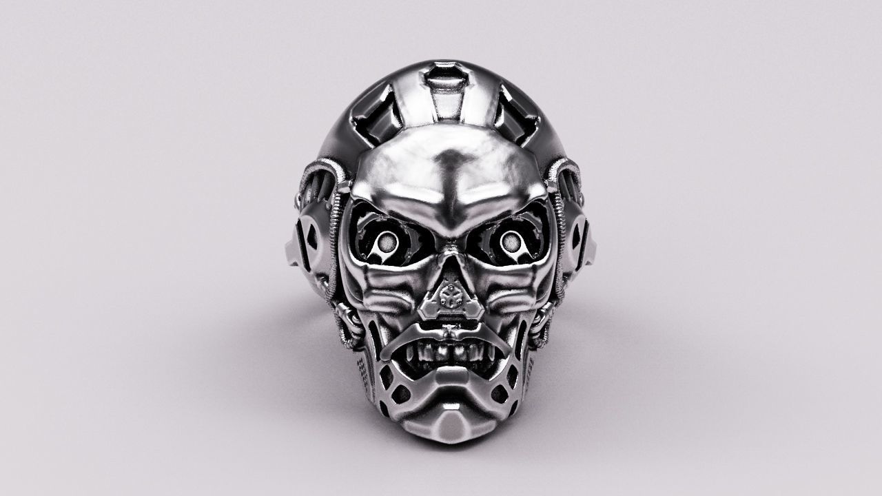 Bio-mechanical skull 3D print model_3