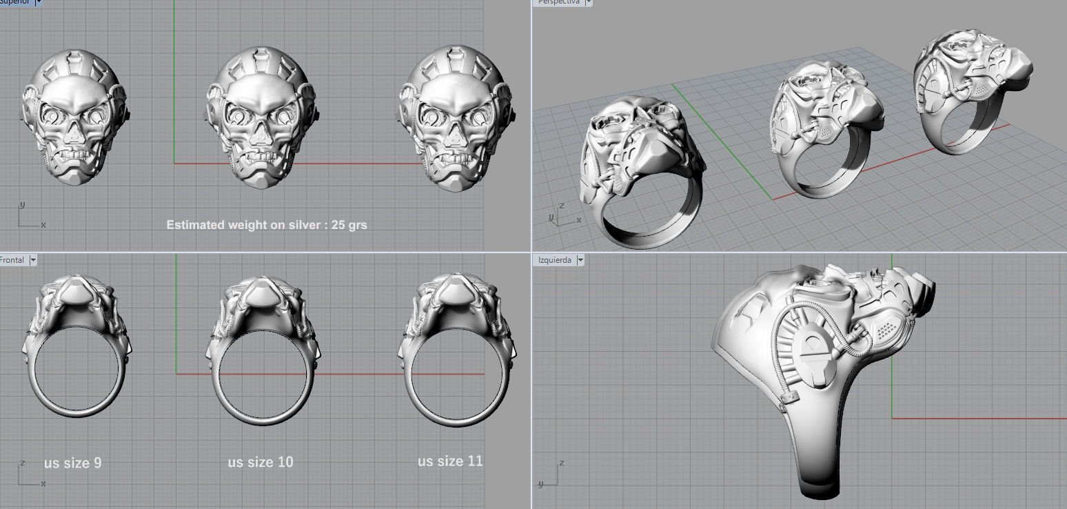 Bio-mechanical skull 3D print model_8