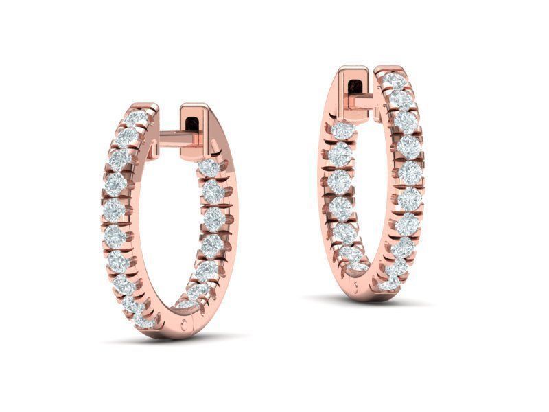 Delicate Fine Diamond Hoop Earrings 3d model  3D print model_6