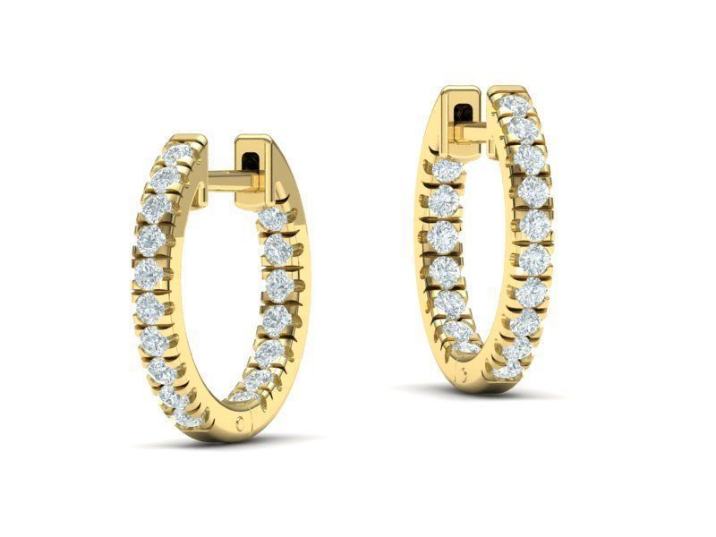 Delicate Fine Diamond Hoop Earrings 3d model  3D print model_15