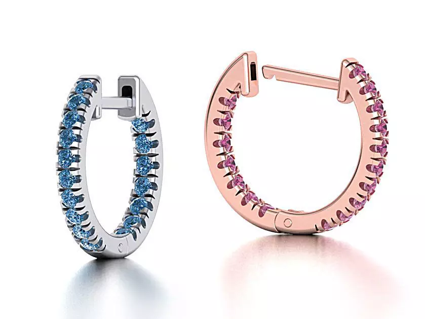 Delicate Fine Diamond Hoop Earrings 3d model  3D print model_0