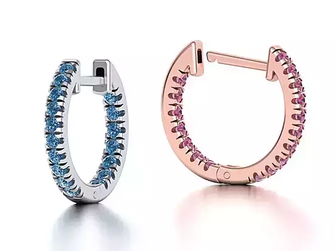 Delicate Fine Diamond Hoop Earrings 3d model  3D print model
