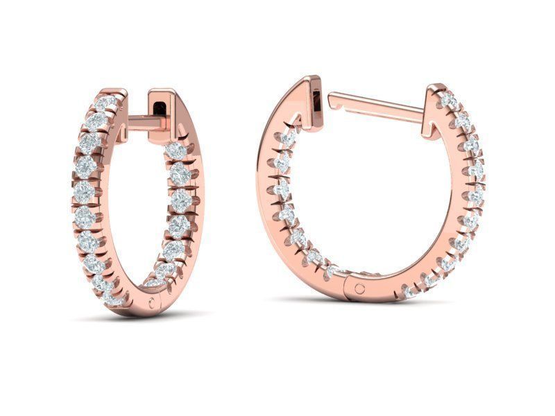 Delicate Fine Diamond Hoop Earrings 3d model  3D print model_3