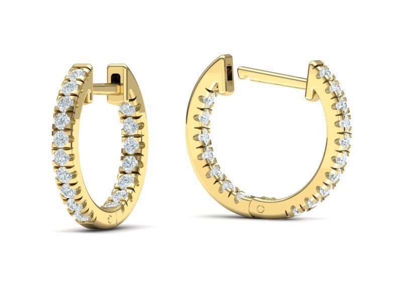 Delicate Fine Diamond Hoop Earrings 3d model  3D print model_2