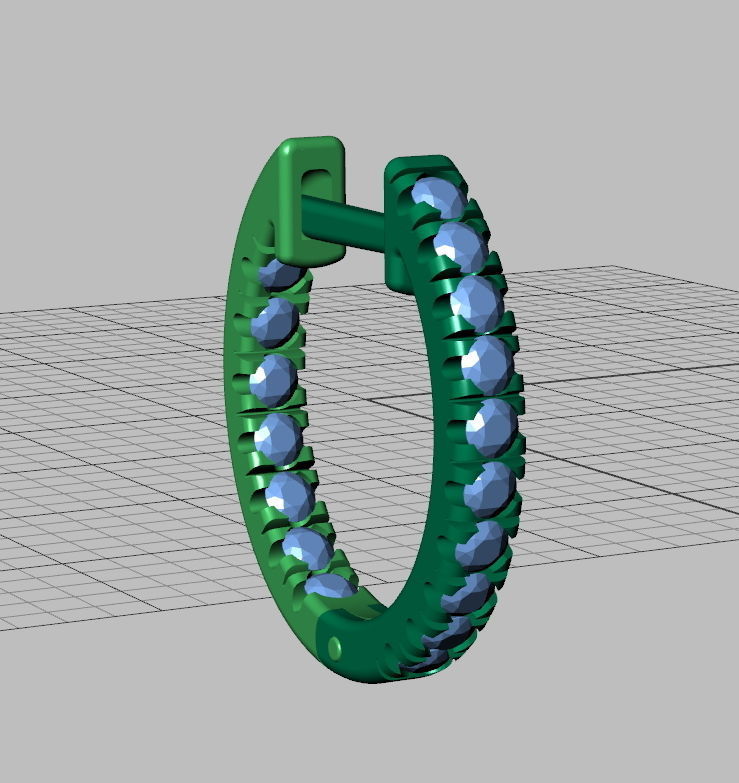 Delicate Fine Diamond Hoop Earrings 3d model  3D print model_10