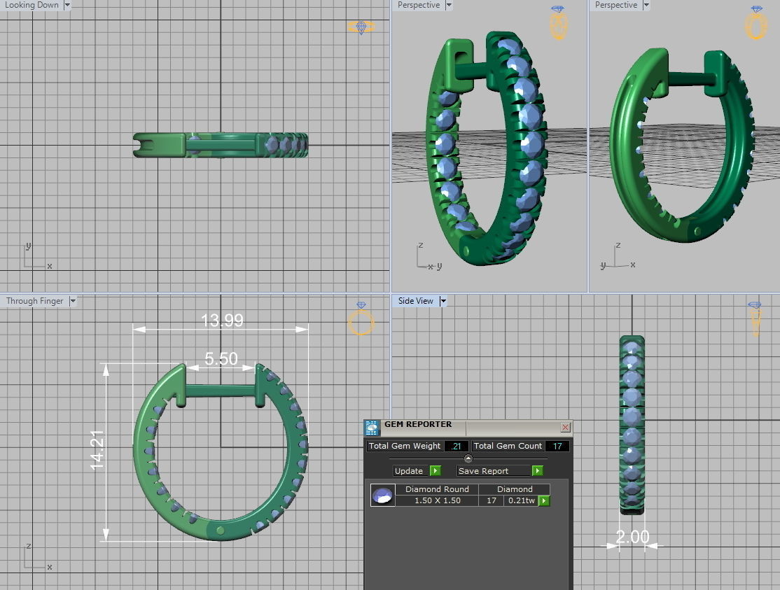 Delicate Fine Diamond Hoop Earrings 3d model  3D print model_1